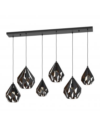 6-light pendant lamp black steel - EGLO Carlton2