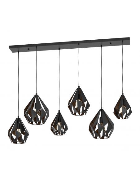 6-light pendant lamp black steel - EGLO Carlton2