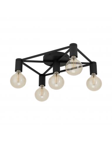 Ceiling lamp 5 lights black steel - EGLO Speke