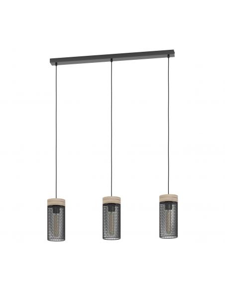 3-light hanging lamp black steel - EGLO Kilnsdale