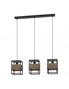 Rustic black steel 3-light pendant lamp - EGLO Evesham