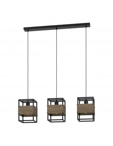 Rustic black steel 3-light pendant lamp - EGLO Evesham