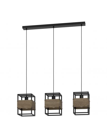 Rustic black steel 3-light pendant lamp - EGLO Evesham