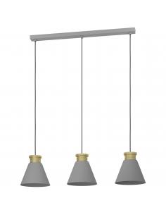 Lámpara colgante 3 luces acero gris y dorado - Eglo Twick