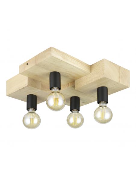 Brown wooden 4-light ceiling lamp - EGLO Halkin