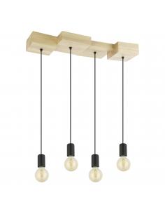 4-light hanging lamp brown wood - EGLO Halkin