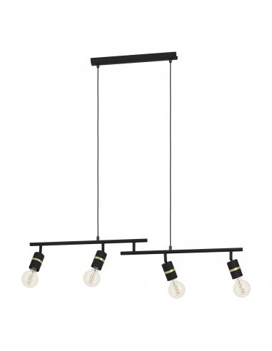 4-light pendant lamp black steel spotlights - EGLO Lurone