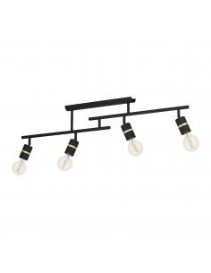 Ceiling lamp 4 lights spotlights black steel - EGLO Lurone