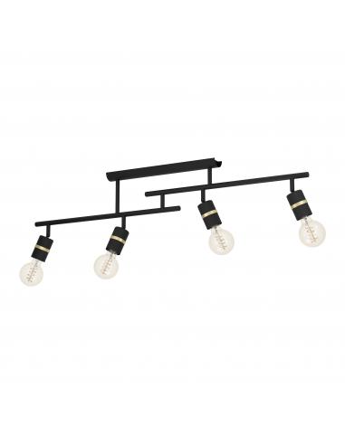 Ceiling lamp 4 lights spotlights black steel - EGLO Lurone