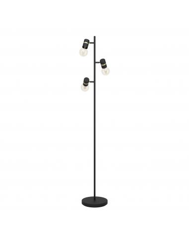 Lámpara de pie 3 luces focos acero negro - Eglo Lurone