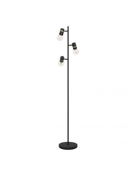 Floor lamp 3 lights spotlights black steel - EGLO Lurone