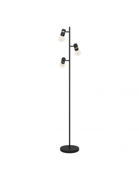Lámpara de pie 3 luces focos acero negro - Eglo Lurone