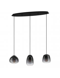 Hanging lamp 3 lights smoked steel - EGLO Aguilares
