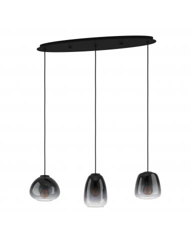 Hanging lamp 3 lights smoked steel - EGLO Aguilares