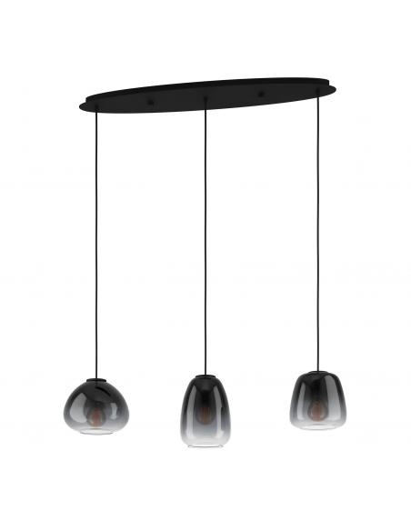 Hanging lamp 3 lights smoked steel - EGLO Aguilares