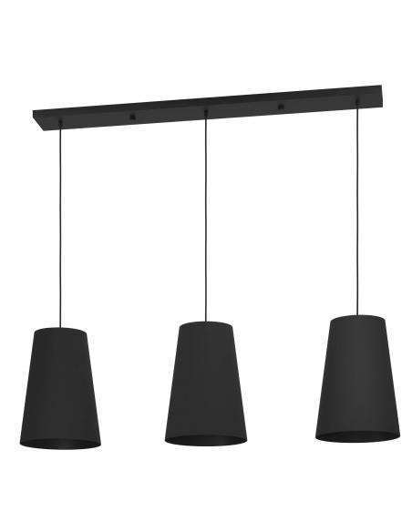 Lámpara colgante 3 luces textil negro - Eglo Petrosa