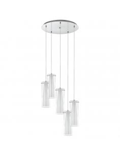 EGLO 93003 - PINTO Crystal Pendant Lamp in Chrome Steel and Glass, matte opaline glass