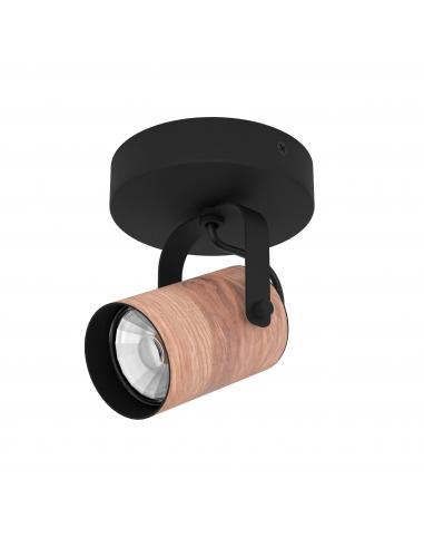 Foco GU10 madera marrón base negra - Eglo Cayuca