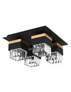 Lámpara de techo 4 luces acero y cristal - Eglo Barrancas