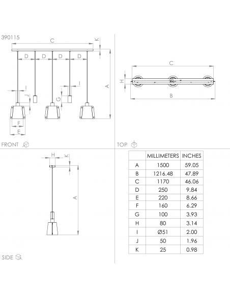 5 light hanging lamp black steel - EGLO Majagua