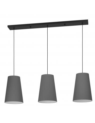 3-light pendant lamp gray textile - EGLO Petrosa