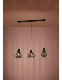 Lámpara colgante 3 luces acero negro - Eglo Basidano 2