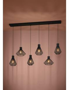 Lámpara colgante 6 luces acero negro - Eglo Basidano 2