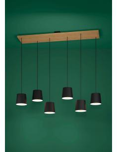 Lámpara colgante 6 luces acero y madera - Eglo Camarioca 2