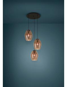 3 light pendant lamp brown glass - EGLO Estanys1 2