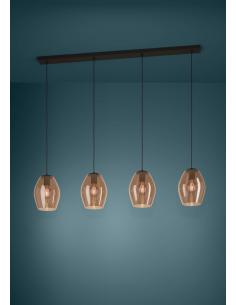 4 light pendant lamp brown glass - EGLO Estanys1 2
