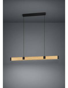 Hanging lamp 2 LED lights steel and wood - EGLO Caminro 2