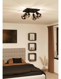 4-light ceiling lamp black steel and copper - EGLO Carlton8 2