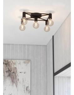 Lámpara de techo 5 luces acero negro - Eglo Speke 2