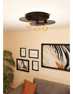 Vintage black steel 3-light ceiling lamp - EGLO Ikeston 2