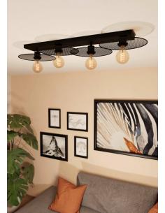 Ceiling lamp 4 lights black vintage steel - EGLO Ikeston 2