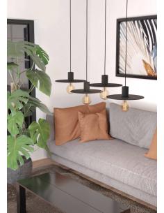 Lámpara colgante 4 luces acero negro vintage - Eglo Ikeston 2