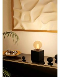 Matte black wood cube table lamp - EGLO Prestwick2 2