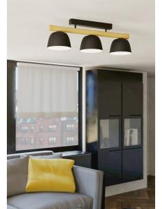 3-light ceiling lamp steel and wood - EGLO Sherburn 2