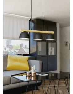 3-light pendant lamp steel and wood - EGLO Sherburn 2