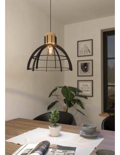 Black steel hanging lamp cage type - EGLO Stillington 2