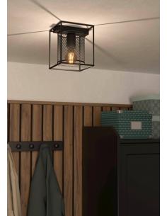 Lámpara de techo rejilla acero negro - Eglo Catterick 2