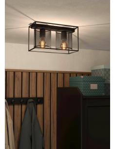 Ceiling lamp 2 lights black steel - EGLO Catterick 2