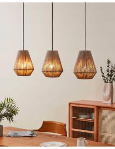3-light pendant lamp textile brown thread - EGLO Alderney 2