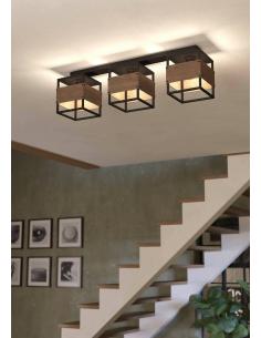 Rustic black steel 3-light ceiling lamp - EGLO Evesham 2