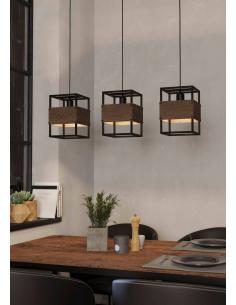 Rustic black steel 3-light pendant lamp - EGLO Evesham 2