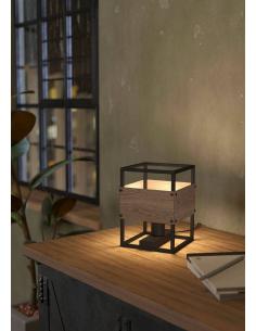 Lámpara de mesa acero negro rústica - Eglo Evesham 2