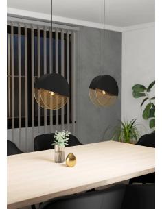 2-light pendant lamp black gold steel - EGLO Mumbles 2