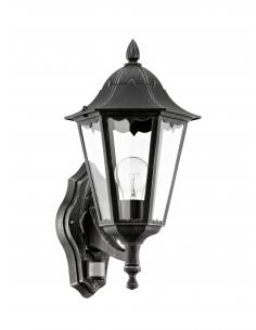 EGLO 93458 - NAVEDO Outdoor wall light with motion sensor in black aluminum casting, silver-patina and Glass