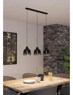 3-light pendant lamp smoked glass - EGLO Sedbergh 2