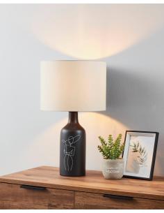 Bicolor textile table lamp with drawing - EGLO Vinoza 2